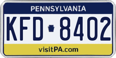 PA license plate KFD8402