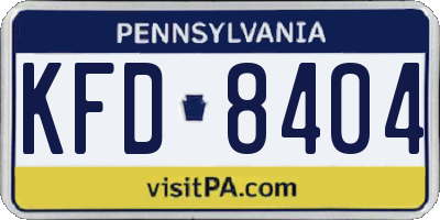 PA license plate KFD8404