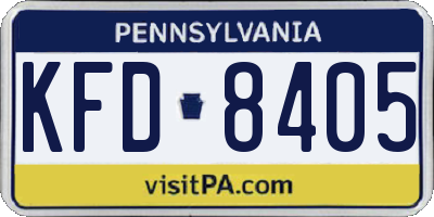 PA license plate KFD8405