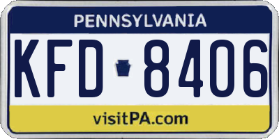 PA license plate KFD8406