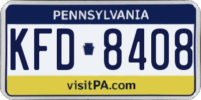 PA license plate KFD8408