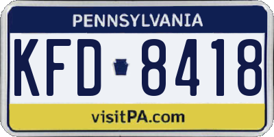 PA license plate KFD8418