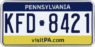 PA license plate KFD8421