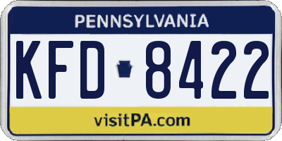 PA license plate KFD8422
