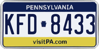 PA license plate KFD8433