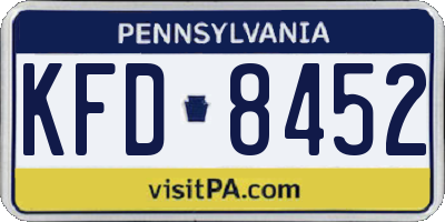PA license plate KFD8452