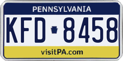 PA license plate KFD8458