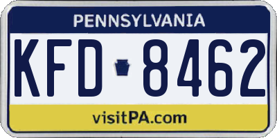PA license plate KFD8462