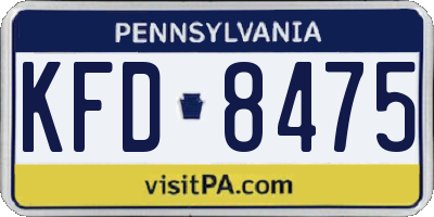 PA license plate KFD8475