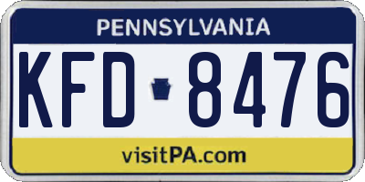 PA license plate KFD8476