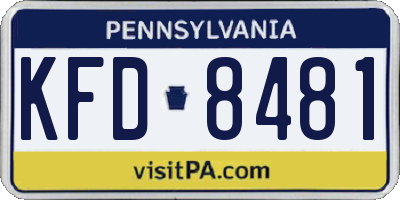 PA license plate KFD8481