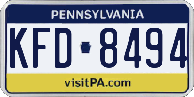 PA license plate KFD8494
