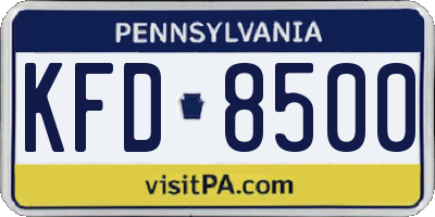 PA license plate KFD8500