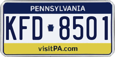 PA license plate KFD8501