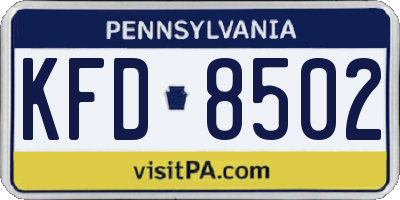 PA license plate KFD8502