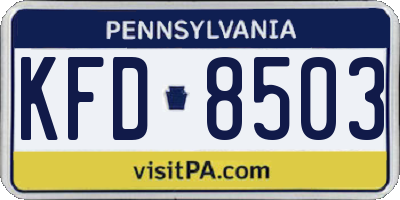 PA license plate KFD8503