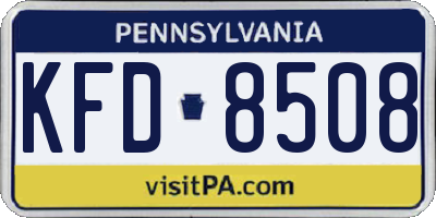 PA license plate KFD8508