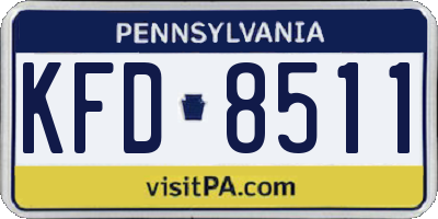 PA license plate KFD8511