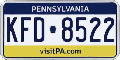 PA license plate KFD8522