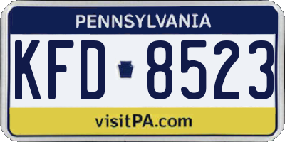 PA license plate KFD8523