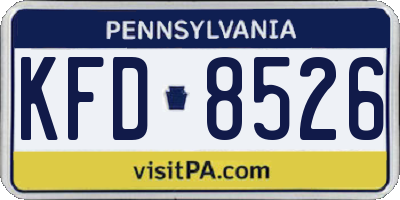 PA license plate KFD8526