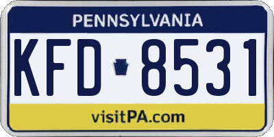 PA license plate KFD8531