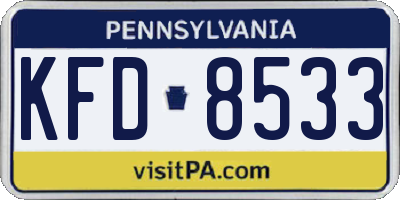 PA license plate KFD8533