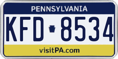 PA license plate KFD8534