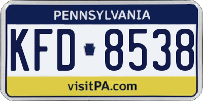 PA license plate KFD8538