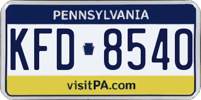 PA license plate KFD8540
