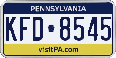 PA license plate KFD8545