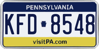 PA license plate KFD8548