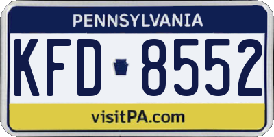 PA license plate KFD8552