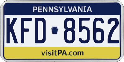 PA license plate KFD8562