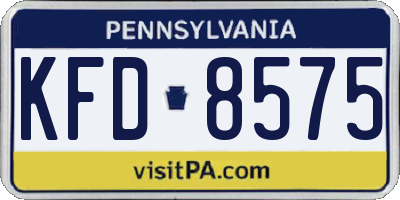 PA license plate KFD8575