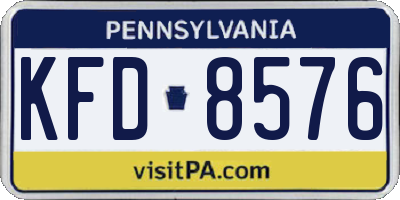 PA license plate KFD8576