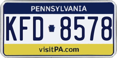 PA license plate KFD8578