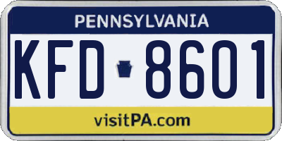 PA license plate KFD8601