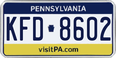 PA license plate KFD8602