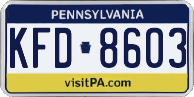 PA license plate KFD8603
