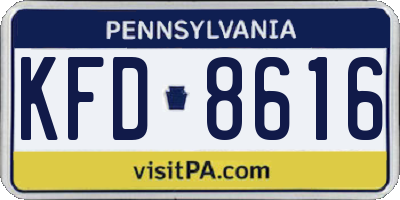 PA license plate KFD8616
