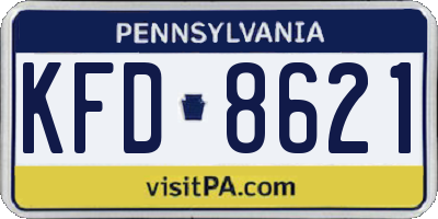 PA license plate KFD8621