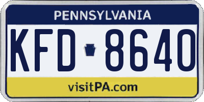 PA license plate KFD8640