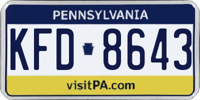 PA license plate KFD8643