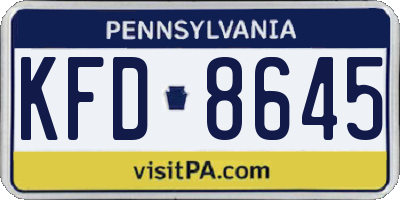 PA license plate KFD8645