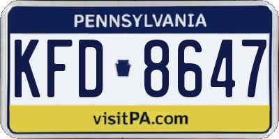 PA license plate KFD8647