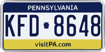 PA license plate KFD8648