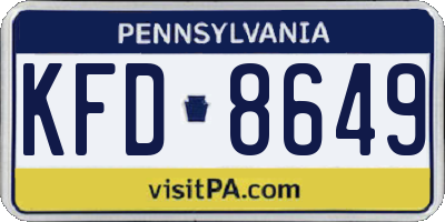PA license plate KFD8649