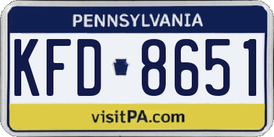 PA license plate KFD8651