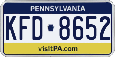 PA license plate KFD8652